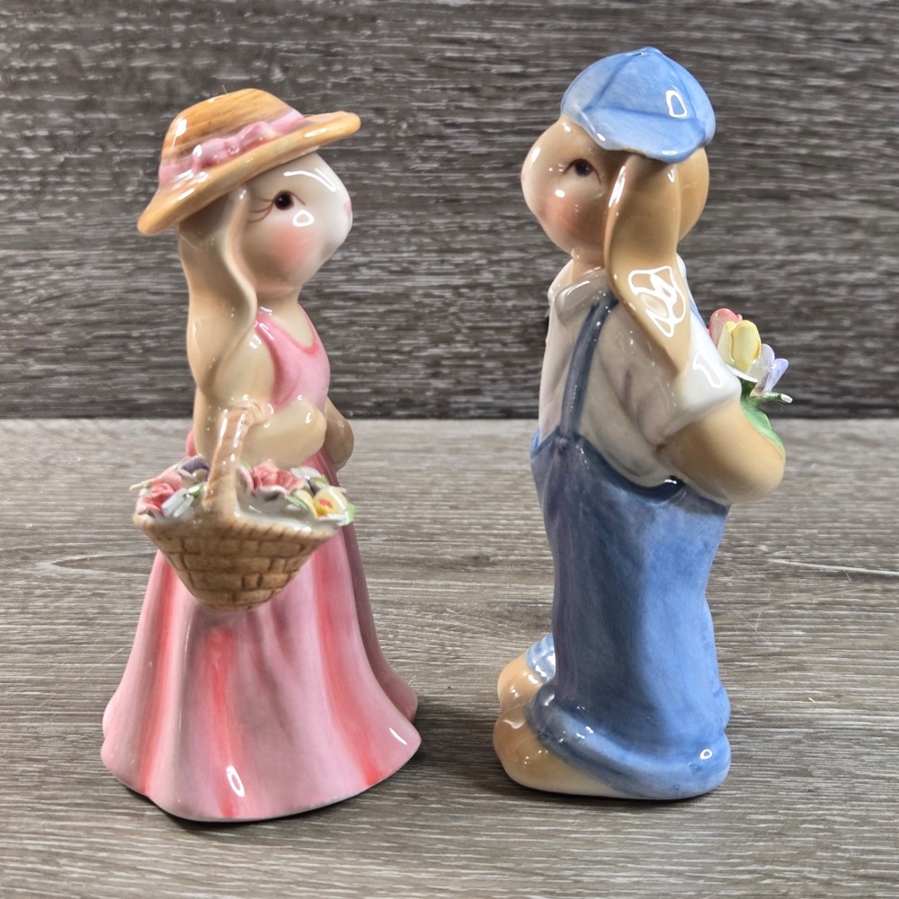 Appletree Design Ceramic Bunny Rabbit Salt Pepper Shakers Easter Spring Set - Picture 4 of 11